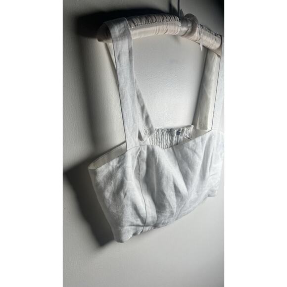 Reformation Size 12 White Olson Linen Crop Smock Adjustable Straps Top NEW - Picture 5 of 14